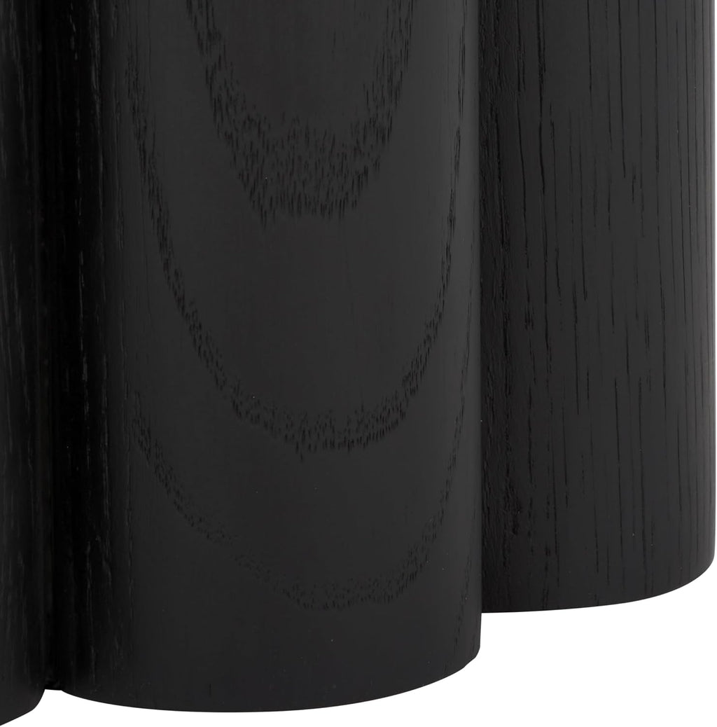 SAFAVIEH Couture Collection - Roxiella Black Solid Wood & Round Marble Top Accent Table, Pedestal Design, Sculptural Modern Side Table (SFV9732B)