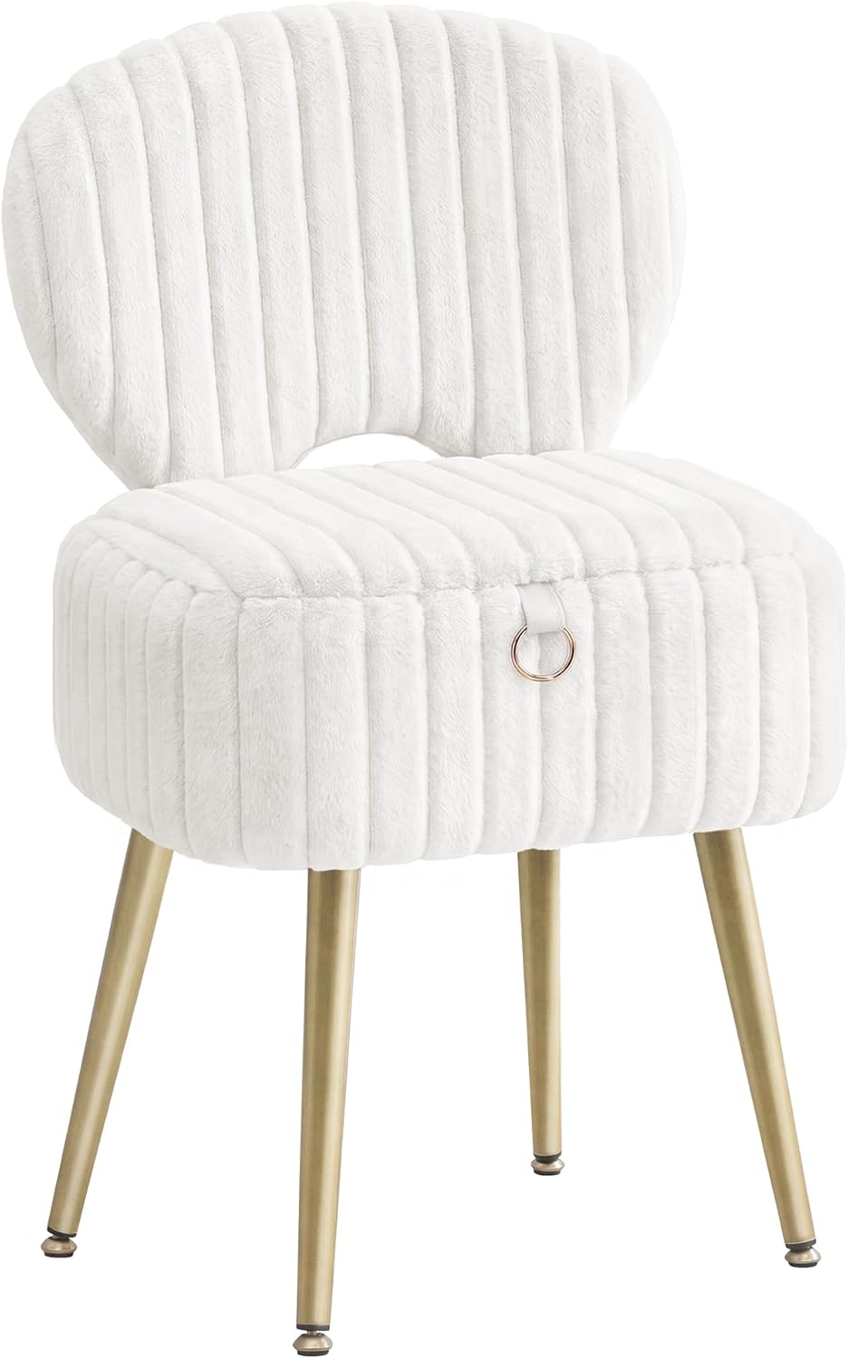 SONGMICS Vanity Chair, Makeup Stool with Folding Backrest | Plush Padded Dressing Table Stool, 17.1 x 13 x 32.1 inch, for Bedroom, Dressing Room, Black, GLAMOR Collection ULOM532WD01