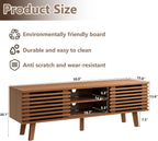 MAISONARIA Living Room Table Sets of 4, Mid Century Coffee Table & TV Stand & End Table Set of 2, Sliding Door Coffee Table and TV Stand with Storage, Modern End Table for Living Room, Walnut