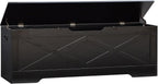 55.1" Storage Bench,Storage Chest for Entryway, Mudroom & Bedroom | 55.1L”x15.7W”x19.1H” Wooden Storage Bench,Storage Trunk with 2 Safety Hinges,Supports 220 lb,Easy Assembly( Black)