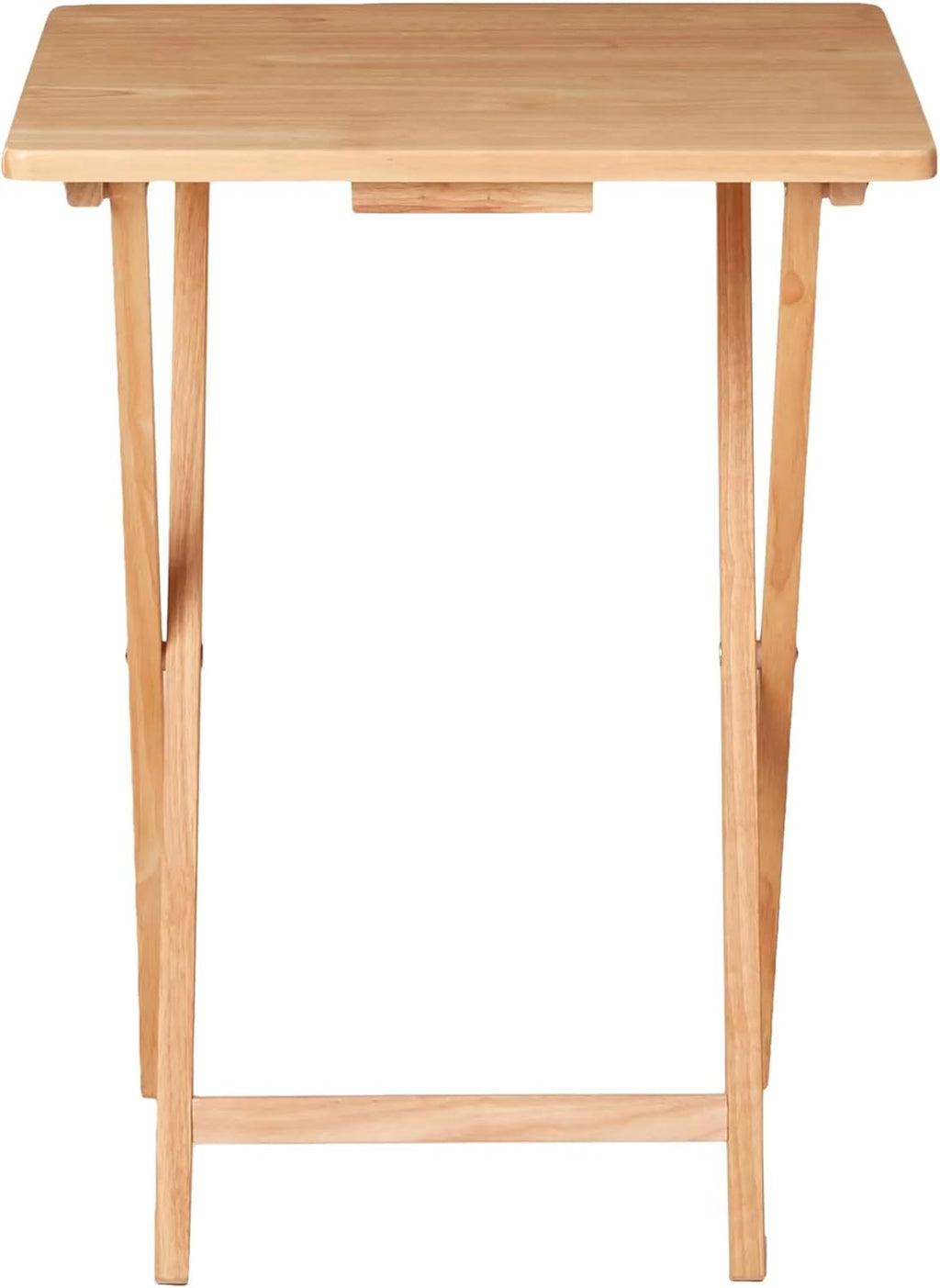 Folding TV Tray Table, Rubberwood, Natural, 19" x 14.5" x 26", Indoor, 1 Piece