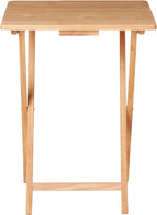 Folding TV Tray Table, Rubberwood, Natural, 19" x 14.5" x 26", Indoor, 1 Piece