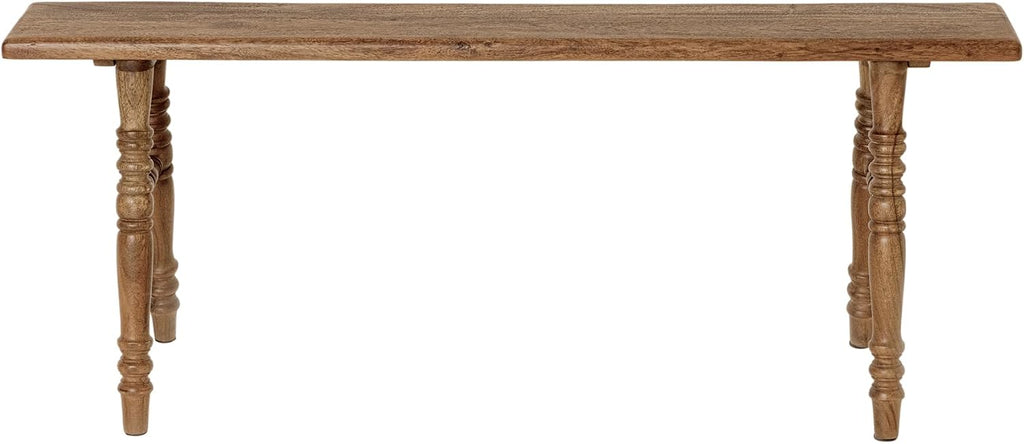 East at Main Skinny Wooden Bench for Entryway Hallway or End of Bed Handmade Solid Wood Bench with Turned Legs Farmhouse Rustic French Country and Modern Style