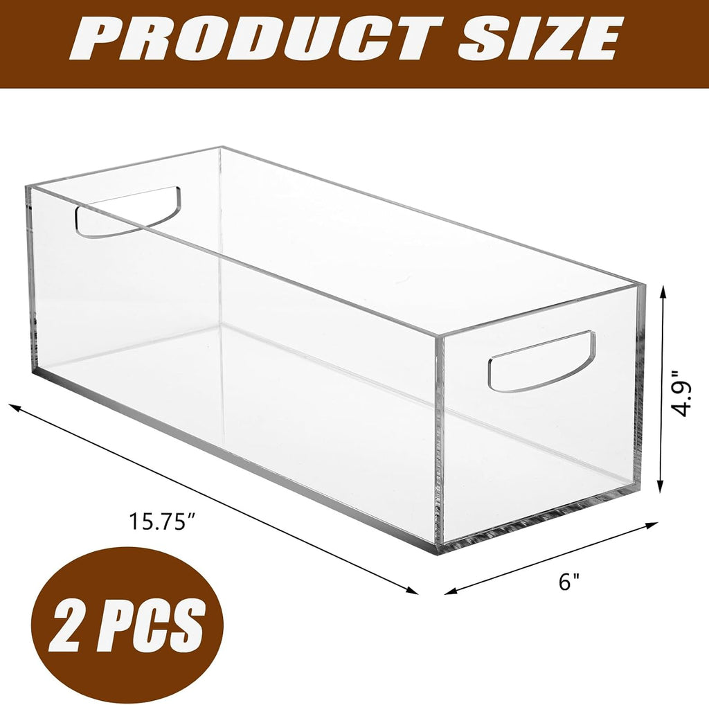 Frcctre 2 Pack Acrylic DVD/CD Storage Box, Clear DVD Holder Case with Handles, Stackable Storage Container Shelf Organizer Bin for CDs, Video Games, Blu-ray, Books, Home, Office