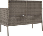 Gray Patio Bench with Storage, PE Rattan Outdoor Storage Bench with Cushions and Waterproof Bag, Garden Seat for Cushions and Towels