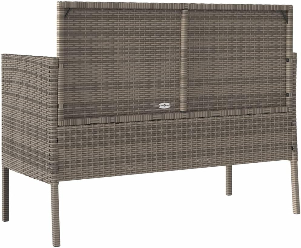 Gray Patio Bench with Storage, PE Rattan Outdoor Storage Bench with Cushions and Waterproof Bag, Garden Seat for Cushions and Towels