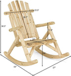 Casart Log Rocking Chair Wood Porch Rocker Lounge Patio Deck Balcony Furniture Rustic Single Rocker Natural