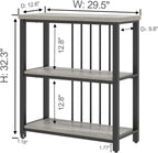 FOLUBAN 3 Tier Bookshelf, Short Bookcase for Small Space, Modern Wooden and Metal Book Shelf for Living Room Bedroom Office (Light Grey Oak)