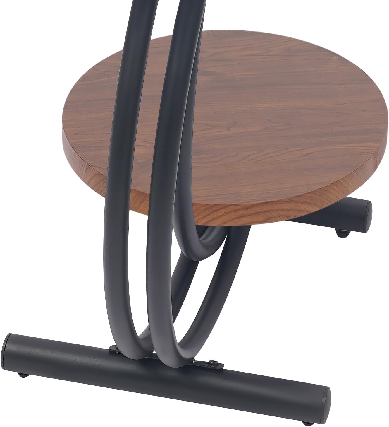 JOMCYDM 2-Tier Side Table, 2-Tier Round End Table, 55x55x60cm End Table with Storage Shelf for Living Room, Bedroom,Floor Standing (Black + Walnut Color)