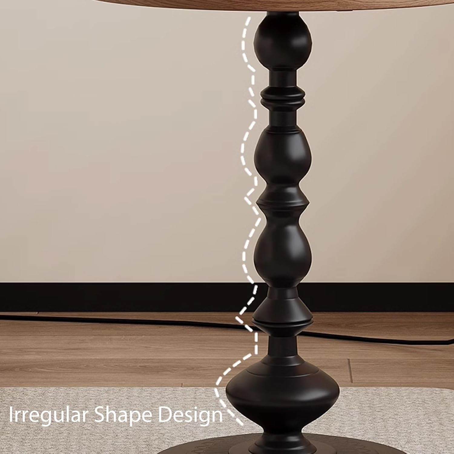 Vintage Round Side Table Small Space End Table for Couch Living Room Stable Metal Base Coffee Table Irregular Nightstand