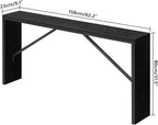 MAHANCRIS Console Table, 62.2" Long Sofa Table Behind Couch, Narrow Entryway Table, Farmhouse Dining Table with Angled Metal Frame, Industrial Console Table for Entryway, Black CTHB15801