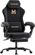 Gaming Chair with Footrest, Game Chair with Lumbar and Headrest Massage Support for Adults, Ergonomic Fabric High Back Computer Desk Gamer Chair with 360°Swivel Wheels for Office, Black