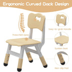 Kids Table and 6 Chairs Set, Height Adjustable Toddler Table and Chairs Set | Graffiti Desktop, Non-Slip Legs, Children Activity Table for for Ages 2-10 Daycare Classroom Home Preschool, Natural