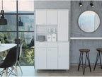 Della 90 Kitchen Pantry, One Drawer, Multiple Cabinets, Two Open Shelvess -White