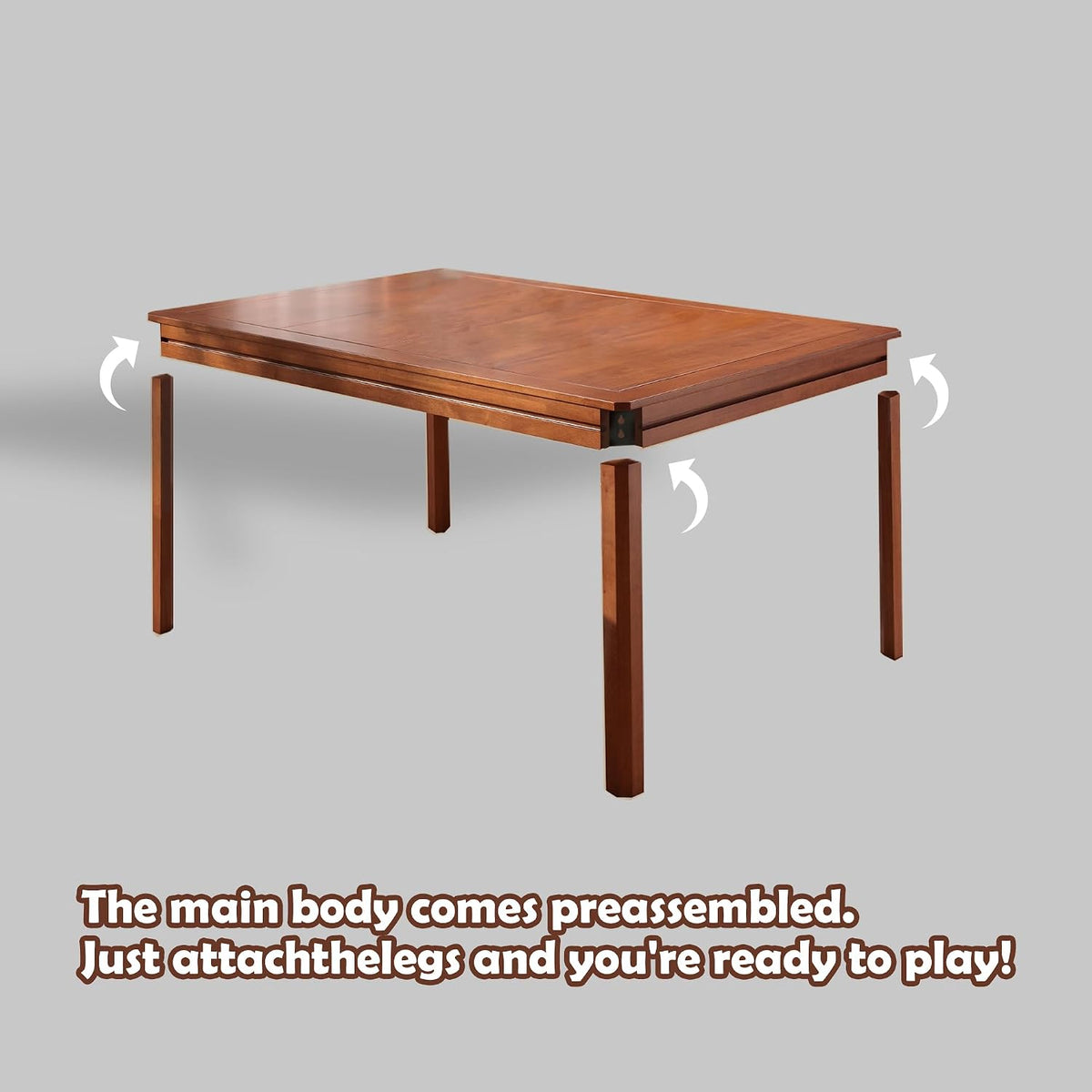 Solid Wood Board Game Table with Removable Table Top for 4–6 Players,Gaming Table and Dining Includes Play Mat and Detachable Cup Holders with 55" x 31" Play Area (Cherry)