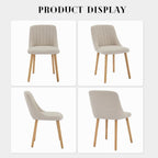 Dining Chairs Set of 6,Modern Fabric Upholstered Kitchen Chairs with Solid Oak Legs,Weight Capacity 300lbs,Easy Clean Fabric,Ergonomic Curved Back (Beige 6PCS, Oversized)