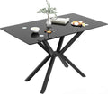 47.24 Inch Rectangular Glass Dining Table Modern Kitchen Glass Top Table for 4 with Black Metal Legs, Clear Dining Table Kitchen Table for Home Office Dining Room