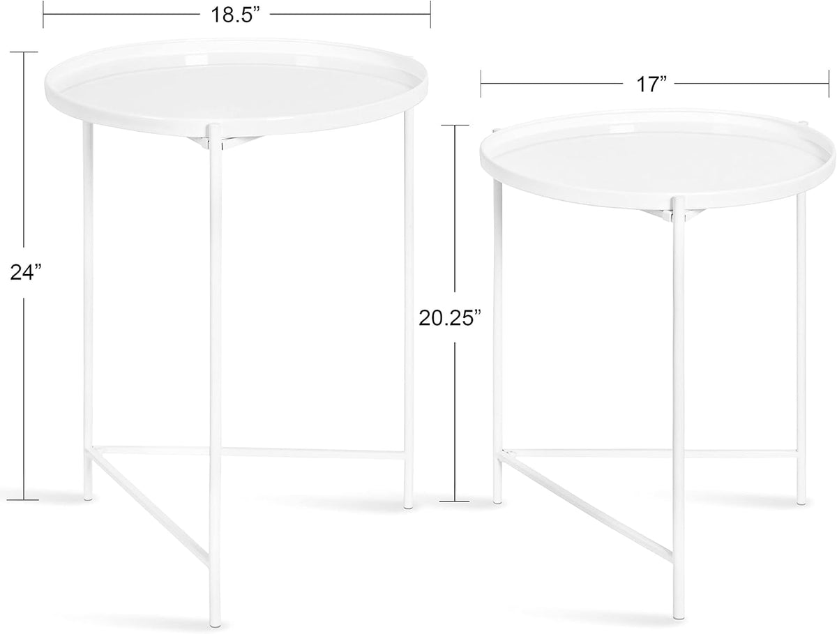 Kate and Laurel Ulani Modern Nesting Side Table, Set of 2, White, Sophisticated Glam End Tables for Storage and Display