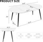 Extendable Round Dining Table for 4 6, Solid Wood for Dining Room Kitchen Office, 43"- 74" Modern Oval Kitchen Table, Removable Leaves Space Saving Expandable Dinner Table White