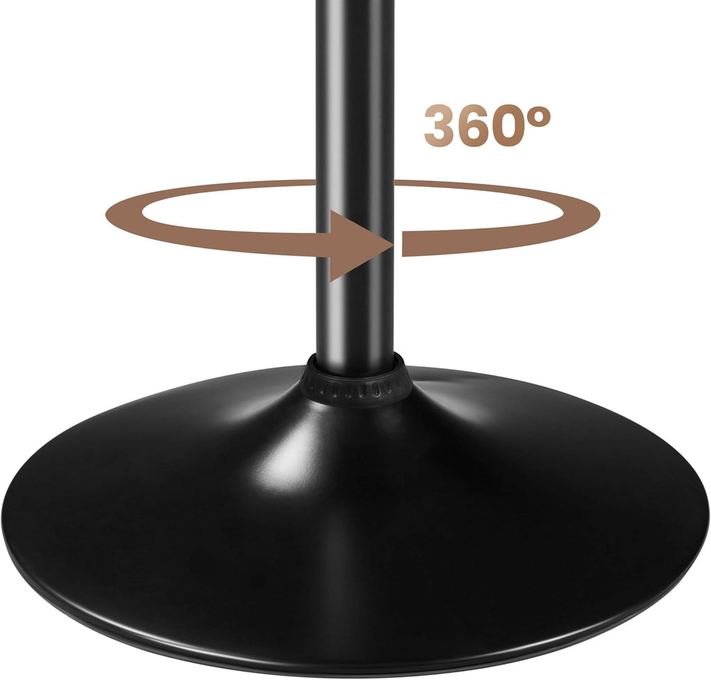 Yaheetech 3-Piece Bar Table and Stools, PU Leather Full Black | Round Pub Table and Chairs Set with MDF Tabletop and Stainless Steel Stand，Adjustable 360° Swivel for Kitchen Study