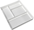 Madesmart Classic 4-Compartment Drawer Organizer Gadget Tray, Plastic Multipurpose Storage Bin for Drawers, White