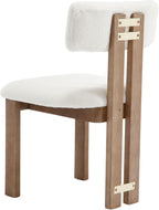 BESTANO Sherpa Boucle Wooden Dining Chairs Set of 4, Modern Farmhouse Dining Room Kitchen Chairs with Curved Backrest Natural Wood Legs, Armless Dining Chairs, Beige