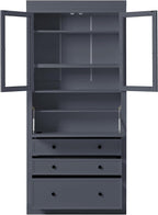 JIJIWANG 78" Tall Freestanding Kitchen Pantry Storage Cabinet,Multifunctional Cupboard with 3 Drawers,Adjustable Shelves and Power Outlet for Office, Kitchen,Dining Room,Grey