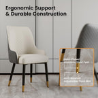 POVISON Dining Chairs Set of 6, Faux Leather Upholstered Bar Chairs with Metal Legs, Modern High-Back Side Chairs for Living Room, Pub, Coffee, Home, Kitchen (Grey)