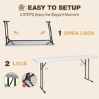 Folding Table 5FT, Heavy Duty Foldable Table for Indoor Outdoor Use, HDPE Rectangle Narrow Folding Table for Seminar, Home Office, Buffet, Camping, Party, White
