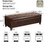 Joveco 51 Inch Storage Bench,Leather Tufted Storage Ottoman with Legs | Safety Hinges,Wooden Legs,Upholstered,End of Bed,Bedroom,Living Room,Entryway,330LBS,Brown