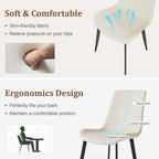 Modern Dining Chairs Set of 4, PU Leather Dining Room Chairs, Upholstered Kitchen Chairs with Ergonomic Backrest & Sturdy Metal Legs, Perfect for Dining Room, Living Room, White