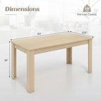 Giantex Dining Table for 4-6, 63" L Large Farmhouse Kitchen Table, Wooden Rectangular Dinner Table for Living Dining Room, Home Office, Dinette, 330LBS Capacity, Natural
