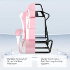 MoNiBloom Gaming Chair, Footrest & Lumbar Support, Height Adjust, Pink | Headrest & Lumbar Support, Ergonomic Computer chair, for Girl women Adult Teen Office or Gaming,Swivel game chair