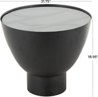 Deco 79 Metal Geometric Side End Accent Table End Table with Glass Tabletop and Elevated Base, Side Table 22" x 22" x 19", Black