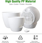 10/9/8 inch Self Watering Pots, Set of 3 Plastic Planters with Mesh Drainage Holes and Deep Reservoir for Indoor Outdoor Garden Plants and Flowers, White