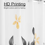 Eucalyptus Shower Curtain, Ombre Floral Leaves Plant Washable Fabric Bath Decor with 12 Hooks 72x72 inches, Black