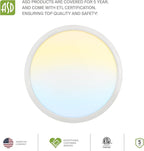 ASD LED 15" Round Flush Mount Ceiling Light Fixture, Low Profile Surface Lighting | 5CCT, Dimmable, Ultra-Thin, ETL Listed | 28W 2300LM 2700-6000K 100-277V | Kitchen, Hallway Lamp | White, 2 Pack