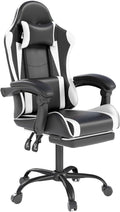OS MOTOR Gaming Chair with Headrest and Lumbar Support, White | Ergonomic High Back Office Chair, Racing Style Executive Computer Desk Chair, Leather Adjustable Swivel Task Chair, Home