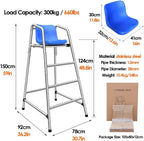 Stainless Steel Lifeguard Chair for Pool Lake and Beach Portable Outdoor Barstool with Comfortable Seat 150cm Tall Silver Ideal for Deck and Patio