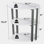 Rotating Round Side Table, 3-Tier End Table with Metal Frame, Nightstand for Small Spaces, Side Table Living Room Bedroom Sofa Bathroom, Gray-White