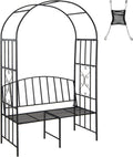 Giantex 81in Metal Garden Arch with Bench, Outdoor Garden Arbor Archway Trellis for Climbing Plants Vines, 2-Person Bench Loads 660 lbs, Patio Trellis Pergola Arches for Wedding Party Ceremony Decor