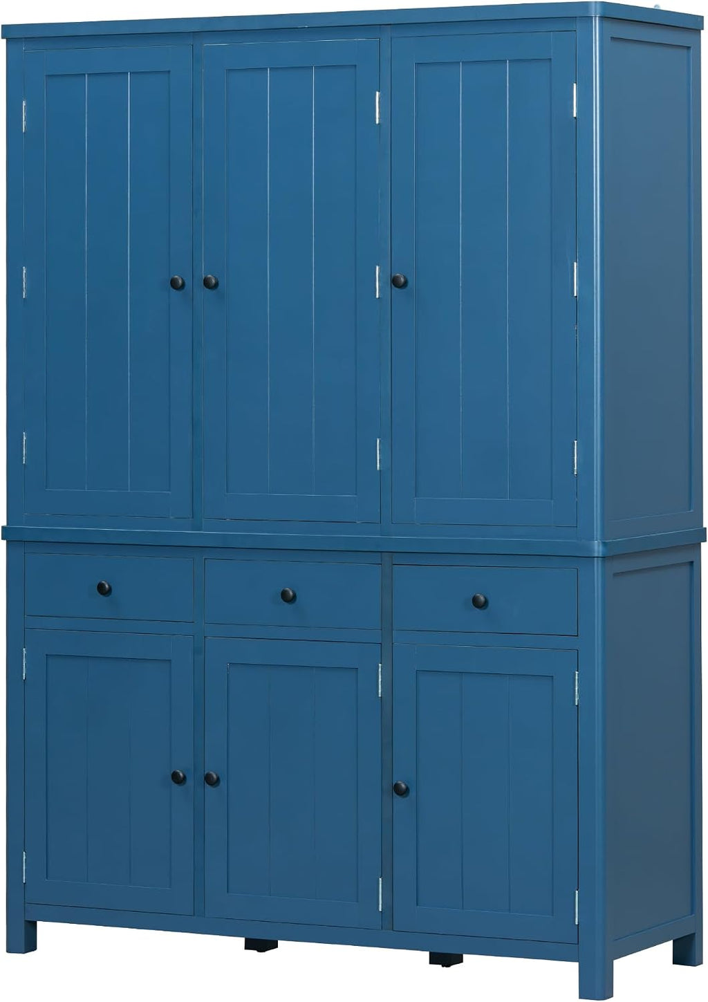 Merax 74.8'' Tall Kitchen Pantry Storage Cabinet with 6 Doors, 3 Drawers and Adjustable Shelves, Freestanding Large Cupboard & Pull-Out Trays for Kitchen, Dining Room, Living Room, Blue
