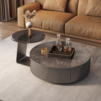 Coffee Tables Rock Slab Coffee Table, Simple Living Room, Italian-Style Small Apartment, Round Side Table, Tea Table Coffee Tables for Living Room(90x90x32cm)