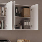 63" Wide Kitchen Pantry, 2-Piece Modern Storage Cabinet with 6 Doors and 3 Drawers, Food Pantry Cabinets with 3 Adjustable Shelves, Wall Mounted Cupboard and Base Cabinet for Kitchen, White