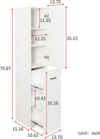 71" Spice Cabinet Pantry Cabinet for Kitchen, Tall Slim Storage Cart with Door & 3-Tier Shelf, Narrow Side of Fridge Next to Fridge Storage, Freestanding Narrow Pantry Cabinet for Small Spacem, White