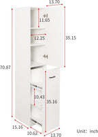 Kitchen Pantry Tall Freestanding Cabinet with 1 Door and 3-Tier Multi-Functional Pull-Out Storage Shelf for Kitchen, Dining Room, Living Room