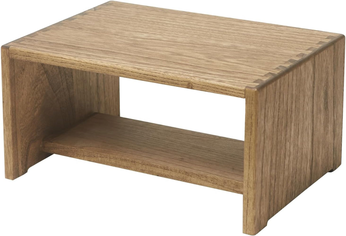 KIRIGEN Wooden Step Stool, Solid Paulownia Wood Step Stool with Anti-Slip Pads, Multi-Purpose Foot Stool for Bathroom, Kitchen, Bedroom ZGT-DBR