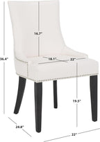 SAFAVIEH Home Collection - Lester White Faux Leather Dining Chair, Nailhead Trim, Modern Transitional Accent Seating (MCR4709N)