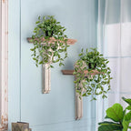 2 Pack Fake Hanging Plants for Shelf in Back Pot, Small Artificial Hanging Ivy Vine Plants Indoor Fake Potted Greenery Plant Decor Room Bathroom Wall End Table Mimi Faux Wandering Jew Plant Set