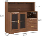 Bar Cabinet for Home with LED Light,Coffee Bar Cabinet w/ Wine & Glass Rack | Kitchen Buffet Sideboard with Storage Cabinet&Drawers, Modern Liquor Cabinet for Living Room Dining Room (Brown)